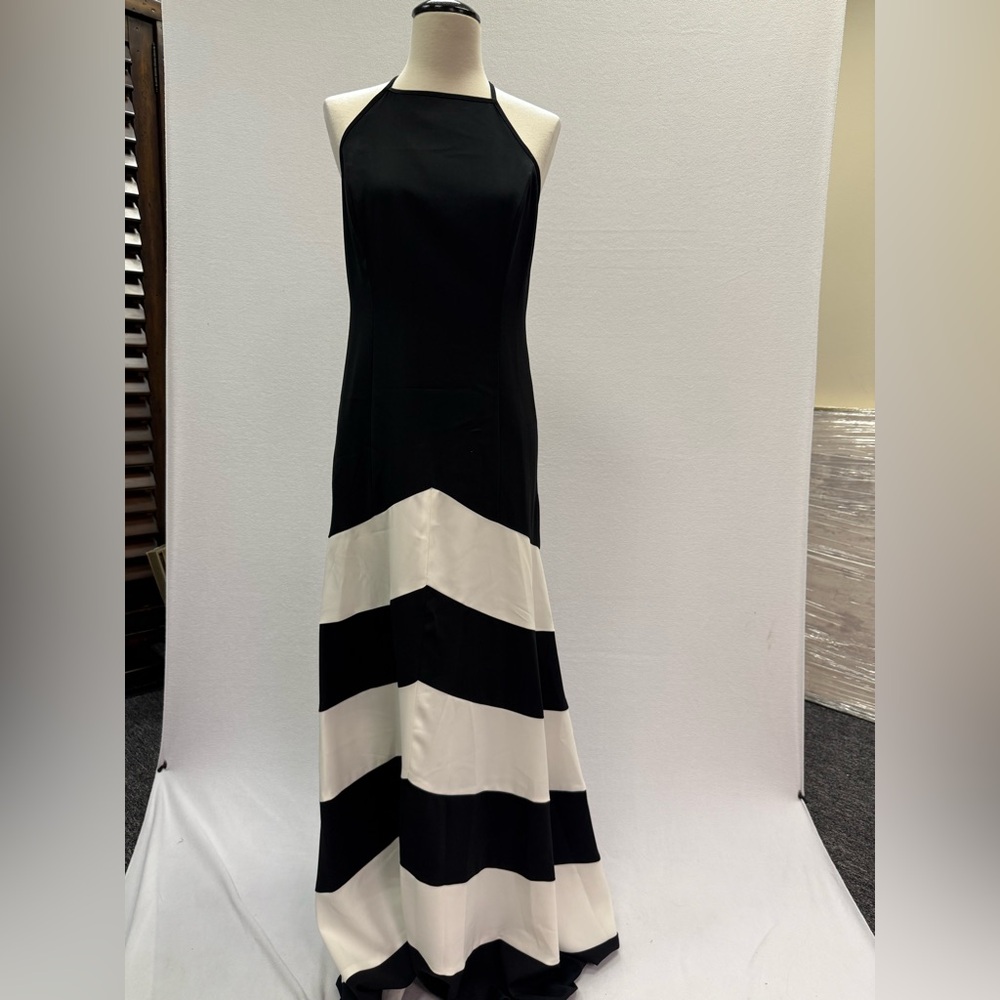 Elegant Black and White Striped Dress